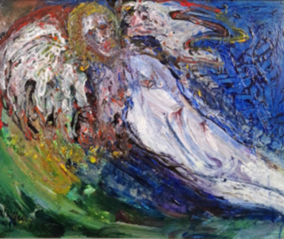 Acryl schilderij op paneel, Maya Wildevuur, Hooghalen/Midwold, 1997